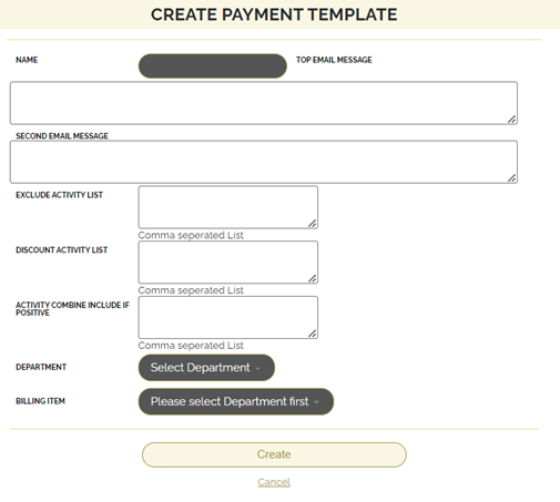 Payment Template creation