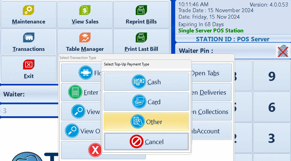 Top-Up Payment Types