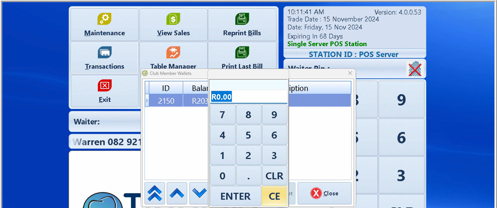 MyClub Account Wallet topup amount