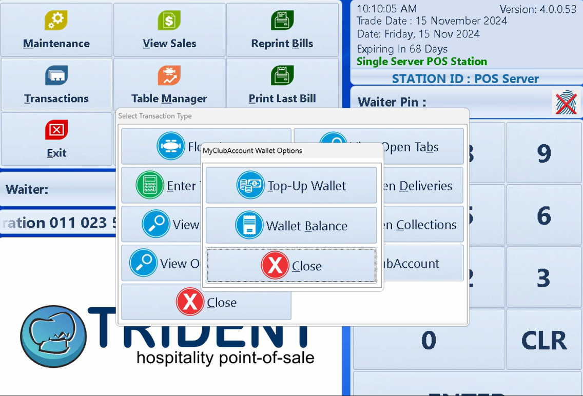 MyClub Account Wallet options