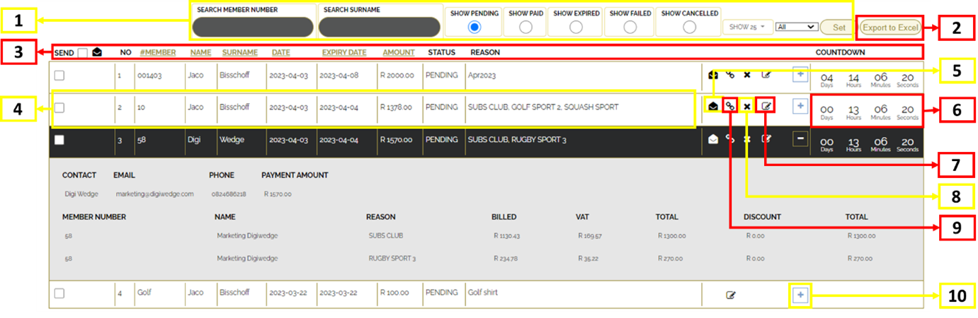 View Payment Links page